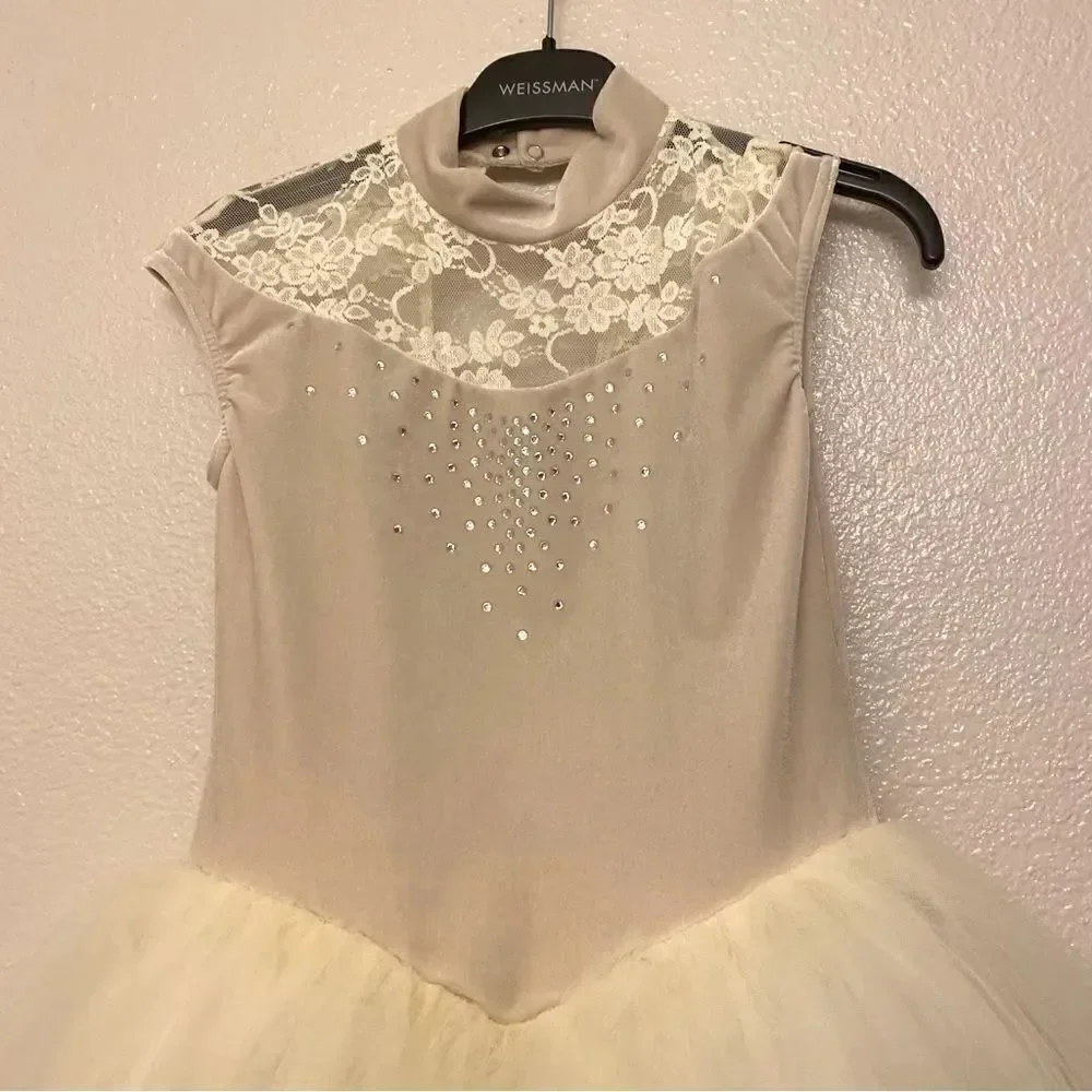 Weissman Dance costume ballet tutu ivory velvet lace rhinestone Arietta 14137 LC